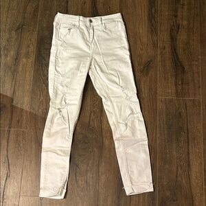 Hollister | Crop High Rise White Distressed Skinny Jeans